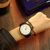 Waterproof Retro PU Leather Strap Quartz Watch(Black Band Cute Digital Dial)