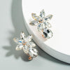 1 Pair Color Diamond Ear Clip Personality Simple Ice Flower Earrings Girl Heart Sweet Earrings(White)