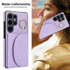 For Samsung Galaxy S25 Ultra 5G Ring Holder Card Bag Skin Feel Phone Case(Purple)