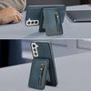 For Samsung Galaxy S22+ 5G Zipper Wallet Split MagSafe Leather Back Phone Case(Blue)