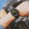 Ochstin 5043C Multifunctional Business Waterproof Leather Strap Quartz Watch(Black+Black+Yellow)