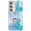 For Samsung Galaxy A15 5G Electroplated Marble Texture Ring Holder Phone Case(Blue Green S9)