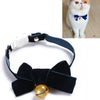 Velvet Bow Collar with Bell, Blue, S (17-30cm) - Cat, Dog, Rabbit