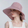8112 Ladies Sunshade Large Brim Ponytail Bucket Hat(Pink)