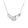BSN337 Sterling Silver S925 White Gold Plated Holding Hand Line Necklace