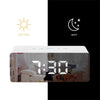 LED Mirror Alarm Clock Digital Snooze Table Clock Electronic Time Temperature Large Display  White Light