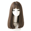 Realistic Long Straight Hair Wig Synthetic Fiber Headgear For Women, Style:Short Cold Brown 45CM