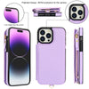 For iPhone 15 Pro Max Double Flap Zipper RFID Leather Phone Case with Short Lanyard(Light Purple)