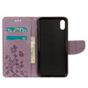 For iPhone XR Embossed Butterfly Pattern Horizontal Flip Leather Case with Card Slot & Holder & Wallet & Lanyard (Purple)