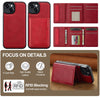 For iPhone 14 / 13 LC.IMEEKE L5 Series Detachable RFID Card Bag Magsafe Phone Case(Red)