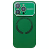For iPhone 14 Pro Large Window Acrylic Glass Lens MagSafe Silicone Phone Case(Dark Green)