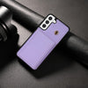 For Samsung Galaxy S21+ 5G Three Fold Card Bag Phone Case with Long Lanyard(Purple)