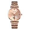 SKMEI 9198 Simple Roman Numeral Dial Metal Belt Quartz Watch for Couples(Rose Gold Men)