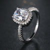 Fashion Big Cubic Crystal Silver Zircon Ring Wedding Jewelry Party Gift, Ring Size:10