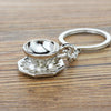 Mini Metal Keychain Coffee Utensils Decorative Pendant, Style: Tray Coffee Cup Silver