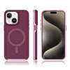 For iPhone 14 Shockproof MagSafe Armor PC Hybrid TPU Phone Case(Wine Red+Light Pink)