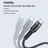 XJ-78 66W 6A 3 in 1 USB to 8 Pin + Type-C + Micro USB Super Flash Charging Cable, Length: 1.2m(Black)