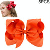 5 PCS 6 Inch Colorful Kids Girls Big Solid Ribbon Hair Bow Clips(31)