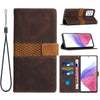 For Samsung Galaxy A52 5G / 4G Grid Stitching Leather Phone Case with Lanyard(Brown)