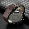 CAGARNY 6819 Multifunctional Dual Time Zone Quartz Business Sport Watch for Men(Black Shell Black Surface Brown Leather)