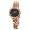 SKMEI 1799 Pearl Diamond Round Dial Stainless Steel Strap Quartz Watch for Ladies(Rose Gold and Black Surface)