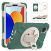 For Xiaomi Redmi Pad SE 8.7 Rotatable Holder Silicone Hybrid PC Tablet Case with Shoulder Strap(Emreald Green)
