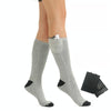 Constant Temperature Electric Heating Socks Long Tube Warm Socks  With Battery Box Gray