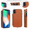 For iPhone XS Max Double Flap Zipper RFID Leather Phone Case with Short Lanyard(Brown)