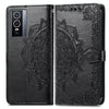 For vivo Y76 5G Mandala Flower Embossed Flip Leather Phone Case(Black)