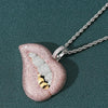 3mm x 60cm  Sexy Lip Biting Hip Hop Pendant Micro-Set Zircon Necklace