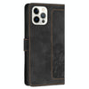 For iPhone 12 Pro Max Tulips Embossed Leather Phone Case with Lanyard(Black)