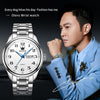 OLEVS 5567 Men Steel Strap Waterproof Quartz Watch(White + Silver)