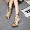 Metal Wings Thin High Heel Women Shoes, Shoe Size:39(Gold)
