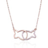 Women Fashion S925 Sterling Silver Kissing Fish Clavicular Chain Necklace