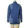 Women Plus Size Mid-length Ripped Denim Trench Coat (XL)
