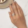 BSR453-6 S925 Sterling Silver White Gold Plated Zircon Luxury Leaf Ring