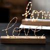 LED Little Night Light Bedroom Bedside Wrought Iron Wooden Home Decoration Birthday Gift(Letter Love)