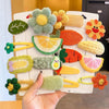 Plush Hair Clip Children Clip Headdress Side Bangs Clip(17 In 1 No.5 Orange+Green)