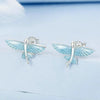 S925 Sterling Silver Platinum-plated Blue White Gradient Flying Fish Earrings(BSE977)