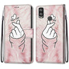 For Alcatel 1L (2021) Coloured Drawing Cross Texture Horizontal Flip PU Leather Case with Holder & Card Slots & Wallet & Lanyard(Pink Hands Heart)