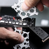 23 In 1 Five-Pointed Snowflake Wrench Combination Tool Mini EDC Portable Household Key Pendant(Silver)