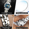 JIN SHI DUN 8813 Fashion Waterproof Luminous Automatic Mechanical Watch, Style:Women(Silver Gold Blue)