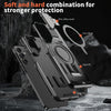 For Samsung Galaxy A25 5G Shield Frame Holder MagSafe Phone Case(Black)