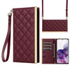 For Samsung Galaxy S20+ Crossbody Rhombic Sucker Leather Phone Case(Claret)