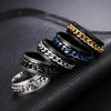2 PCS Men Stainless Steel Embossed Turnable Chain Rings, Color: Steel Color(10)