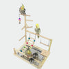 Parrot Playstand | Wooden Bird Perch with Bowls | 44cm High