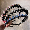 Pearl Rhinestone Wavy Headband Thin Edge Non-Slip Clip Headgear(6 Colorful)