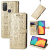 For Alcatel 1S 2021 Lovely Cat and Dog Embossing Pattern Horizontal Flip Leather Case , with Holder & Card Slots & Wallet & Cartoon Clasp & Lanyard(Gold)