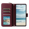 For Samsung Galaxy A73 5G Nine-card Slots Zipper Wallet Bag Leather Phone Case(Wine Red)