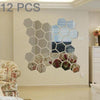 12 PCS 3D Hexagonal Mirror Wall Stickers Set, Size: 8*8cm(Silver)